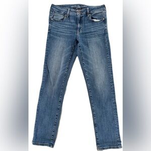 Womens American Eagle Jeans Size 8 Short Skinny Light Wash Super Stretch Style